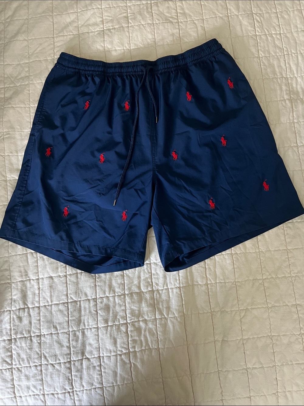 Polo by Ralph Lauren Navy Swim Trunks with Red Pony Embroidery